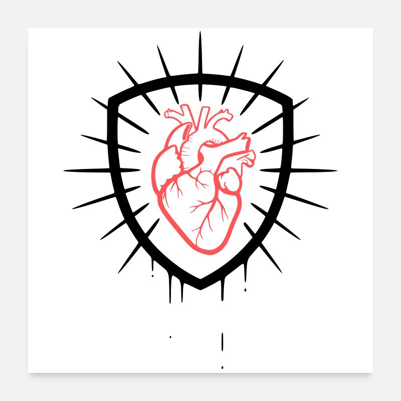 Herz Schild Wappen Farbig Poster 60x60 cm