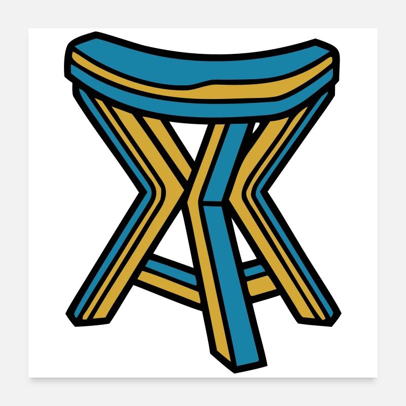Pêche pratique sur tabouret pliant Poster 60 x 60 cm