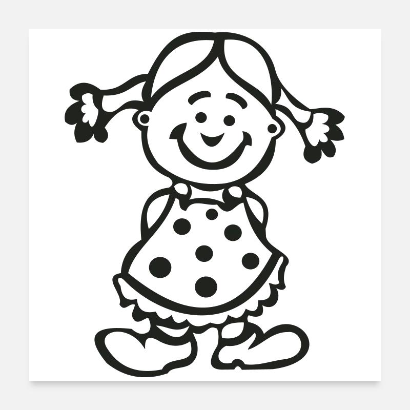 Fröhliches Mädchen mit Punktenkleid Poster 60x60 cm