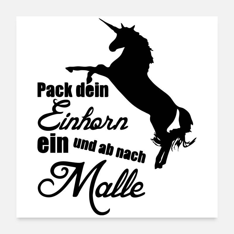 Einhorn Urlaub Mallorca Geschenk - Poster 60x60 cm - Weiß