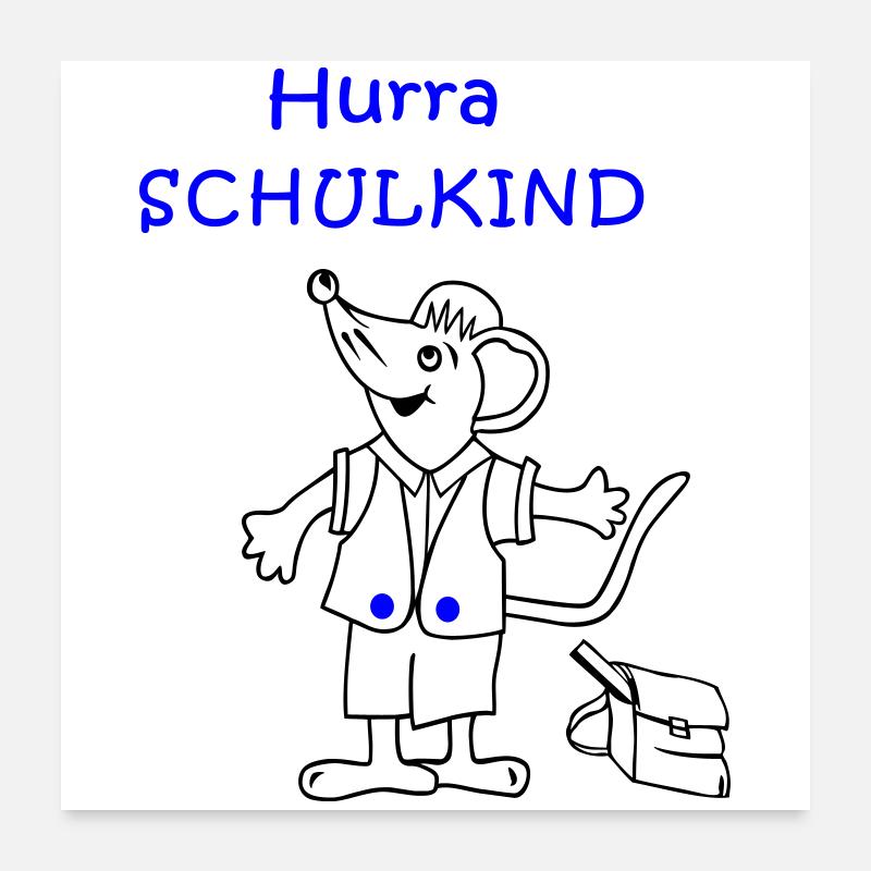 Hurra Schulkind Einschulung Poster 60x60 cm