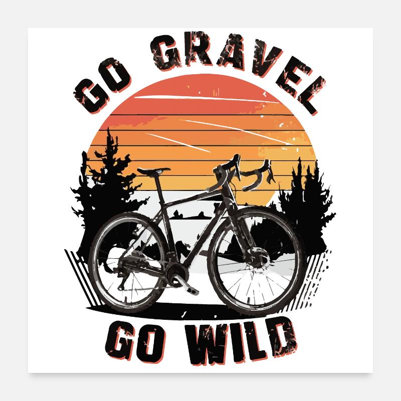 Vélo de gravier Coucher de soleil Scène Poster 60 x 60 cm