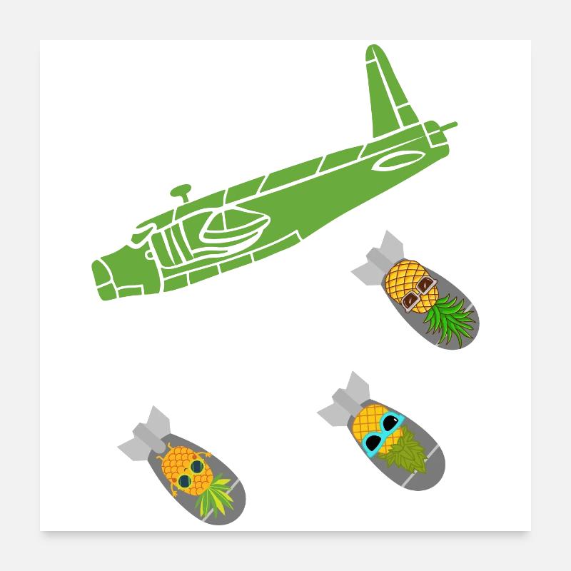 Green Pineapple Bomb Flugzeug Poster 60x60 cm