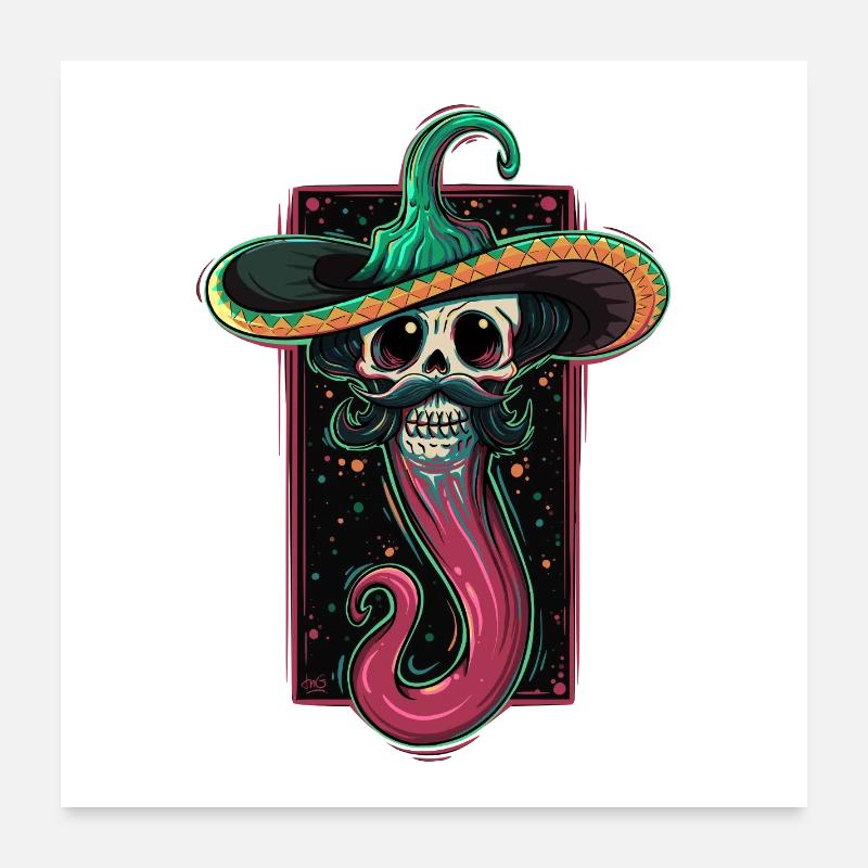 Calavera Picante – Crâne épicé Poster 60 x 60 cm