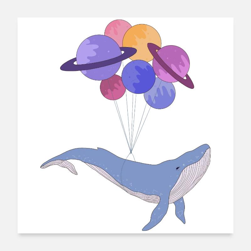 Space Whale Poster 24" x 24" (60x60 cm)