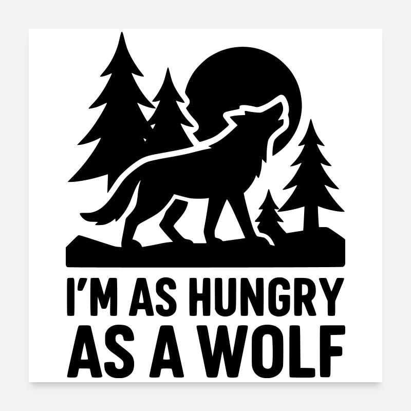 loup affamé affamé Poster 60 x 60 cm