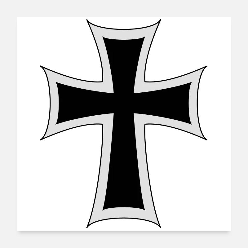 Ritterliches Kreuz-Design Shirt Poster 60x60 cm