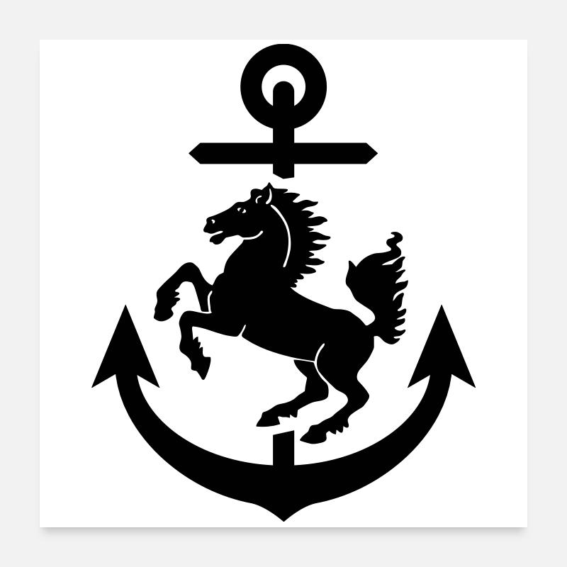 Stuttgart Wappen Anker, Stuttgarter Poster 60x60 cm