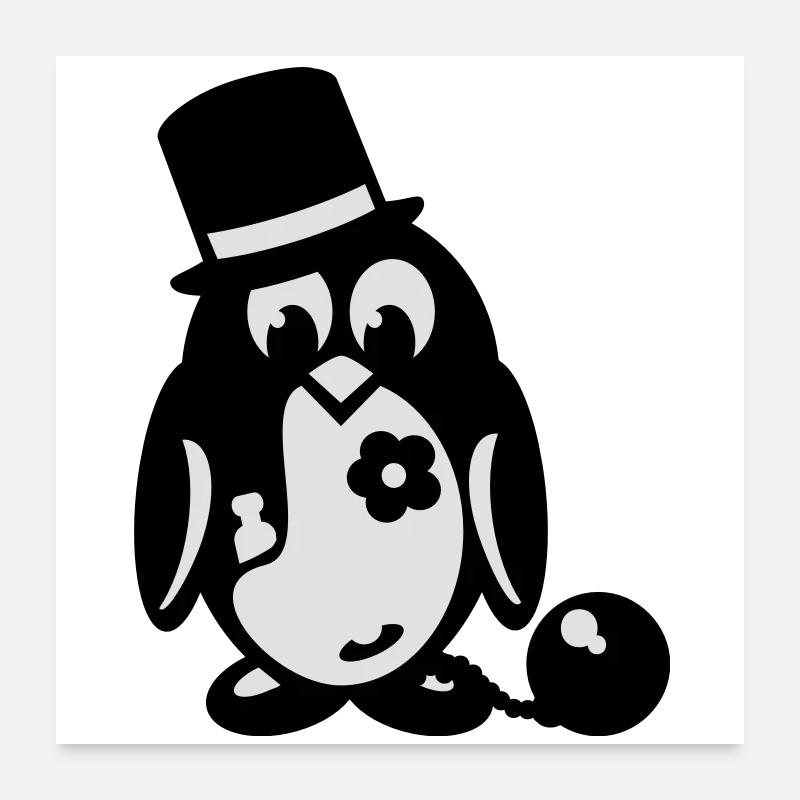 junggesellenabschied pinguin - Poster 60x60 cm - Weiß