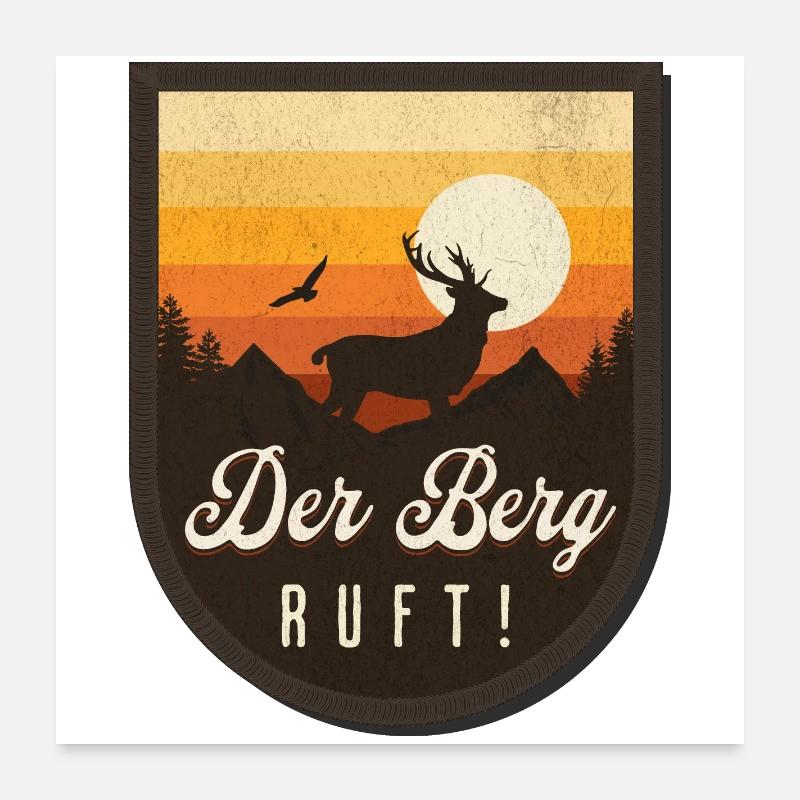 Der Berg ruft Bergwanderer Berge wandern - Poster 60x60 cm - Weiß