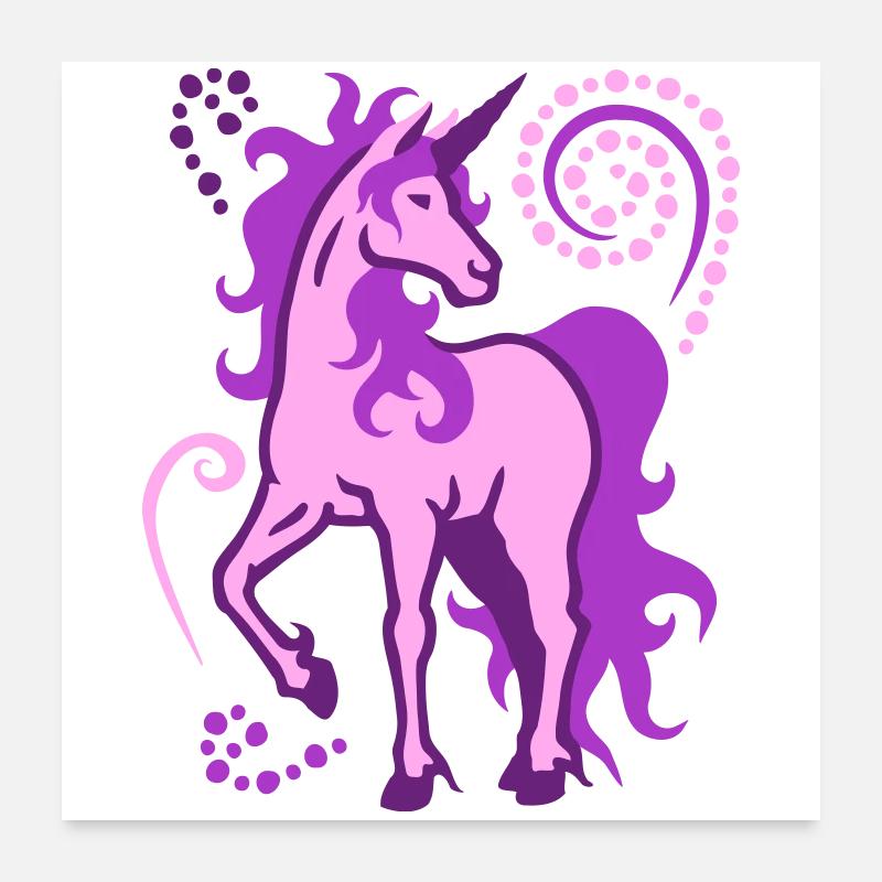 Einhorn individuell 3farbig SVG - Poster 60x60 cm - Weiß