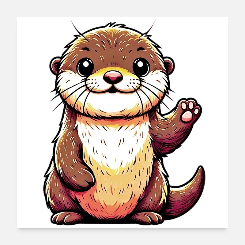 Otter - Poster 60x60 cm - Weiß