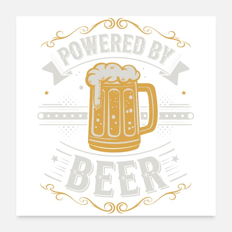 Humorvolles Poweree Bier Design Poster 60x60 cm