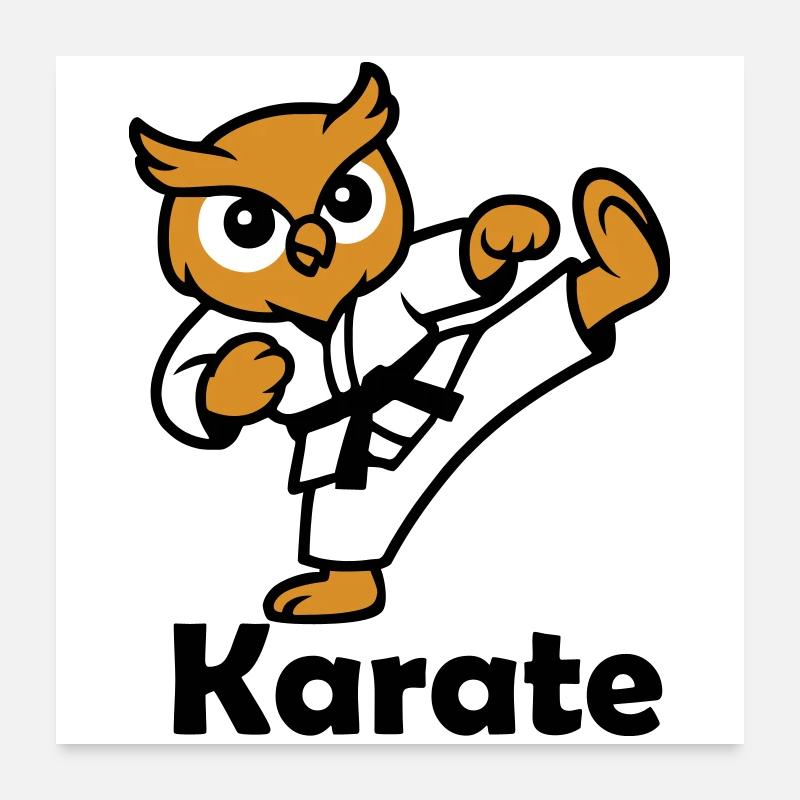 Hibou de karaté Poster 60 x 60 cm