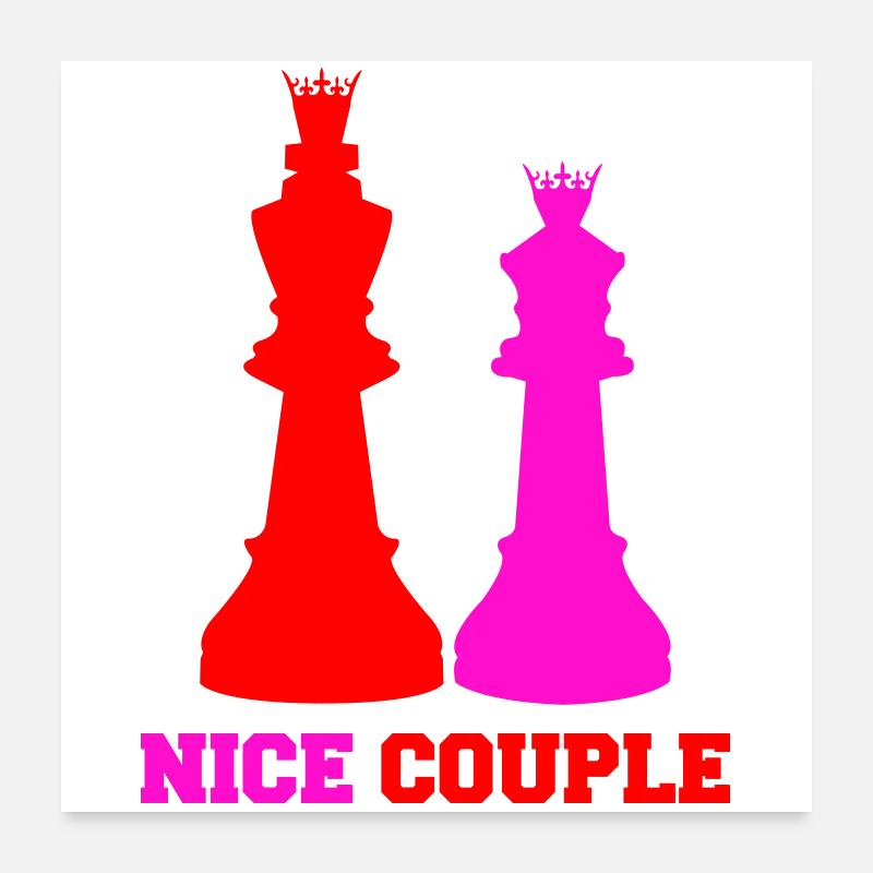 Paire royale de pièces d’échecs Poster 60 x 60 cm