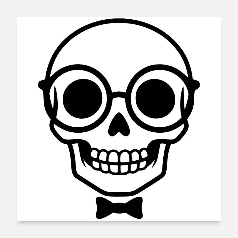 Nerd Totenkopf mit Brille & Fliege Poster 60x60 cm