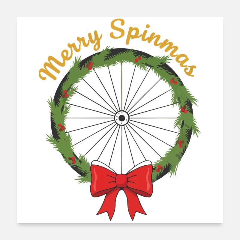 Merry Spinmas Bicycle Wreath Poster 24" x 24" (60x60 cm)