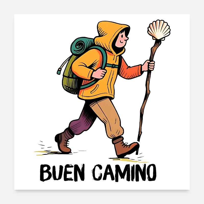 Pèlerin sur le chemin de Compostelle Poster 60 x 60 cm