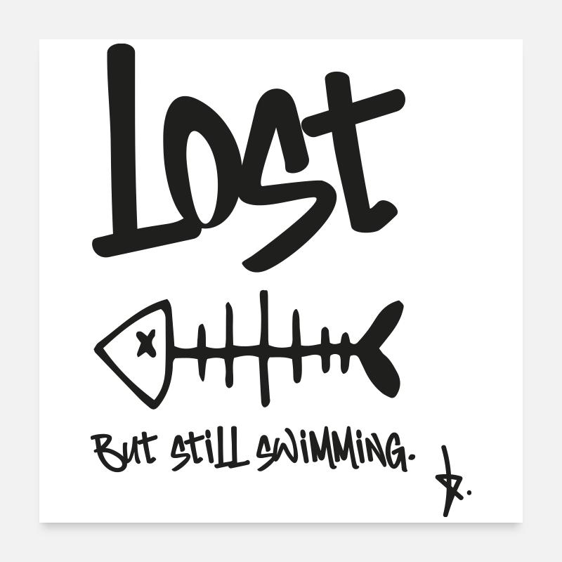 LOST – But still swimming | Herringbone Design Poster 24" x 24" (60x60 cm)