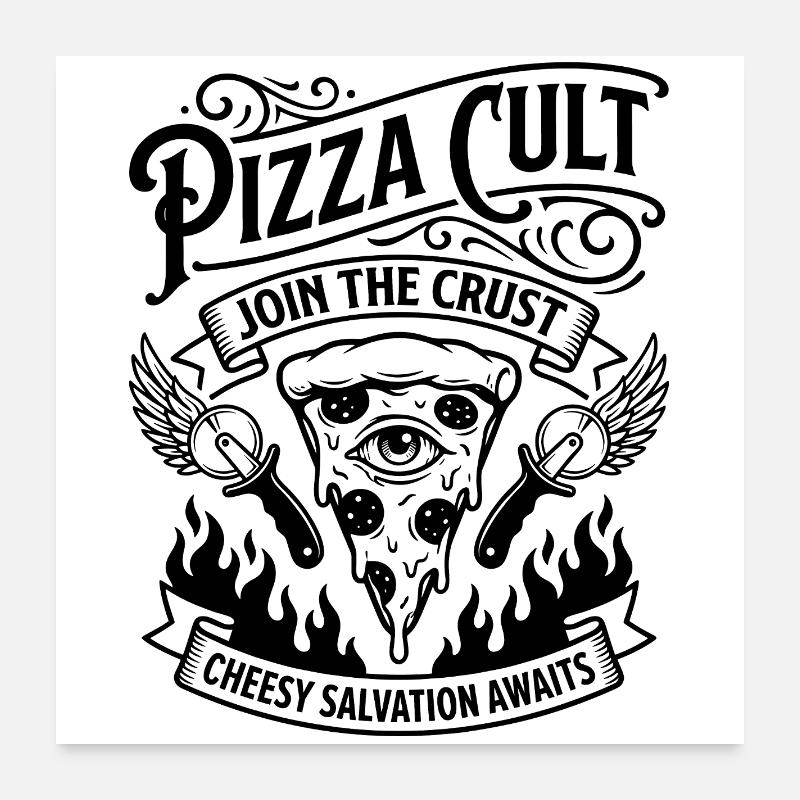 Secte de la pizza Salut au fromage Poster 60 x 60 cm