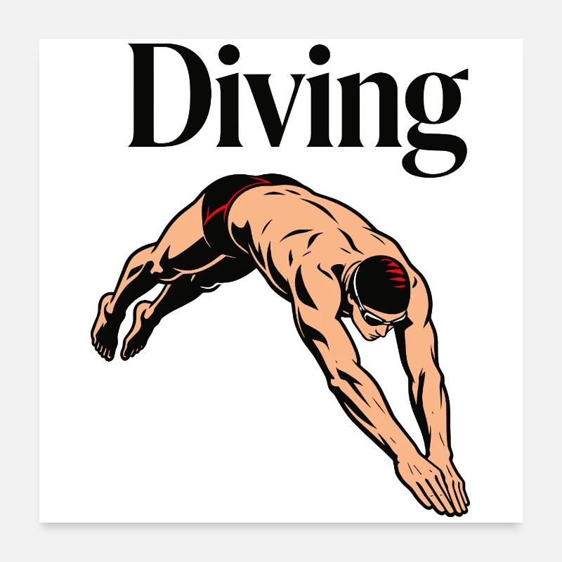 Plongeon, plongeon, natation Poster 60 x 60 cm