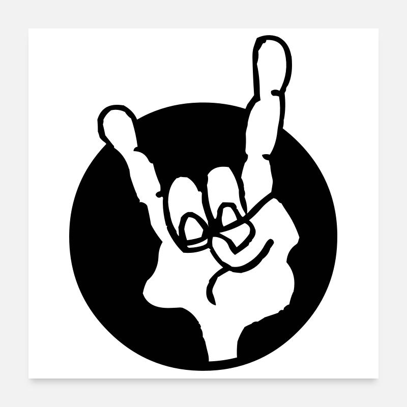 Hand rock - Poster 60 x 60 cm - blanc