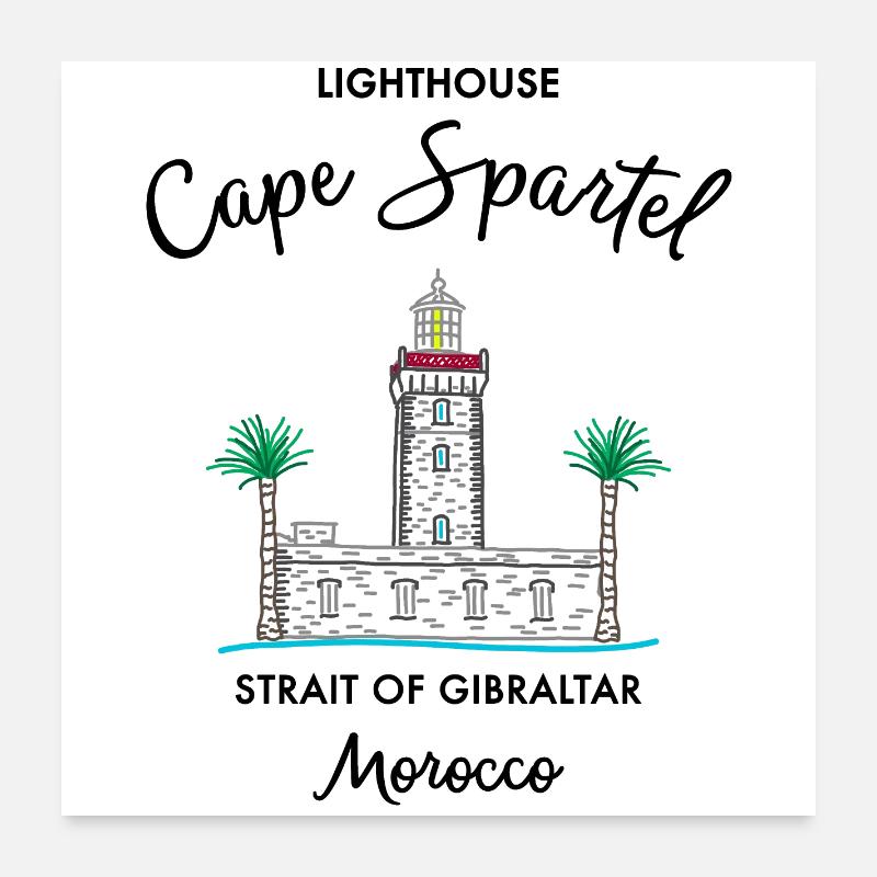 Morocco, Cape Spartel Lighthouse, Gibraltar - Poster 24" x 24" (60x60 cm) - white