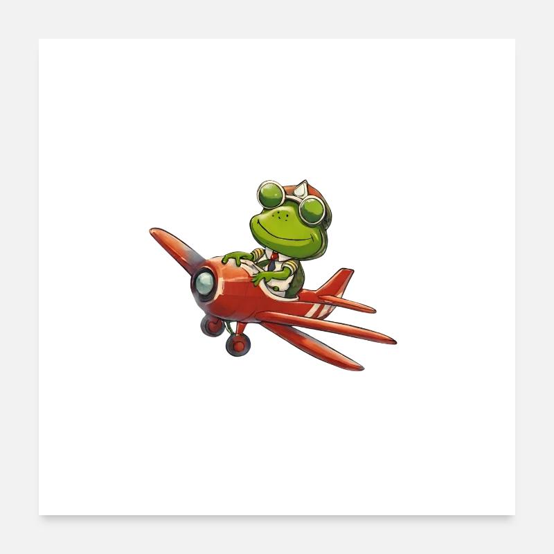 Pilot frog in a red plane Poster 24" x 24" (60x60 cm)