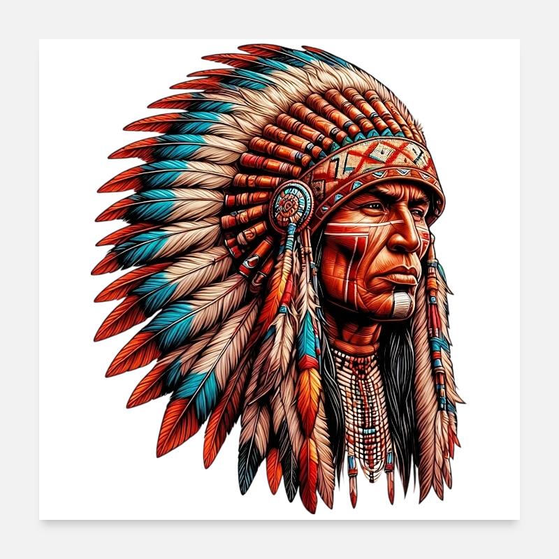 Amérindien Peau rouge d’Amérique Poster 60 x 60 cm