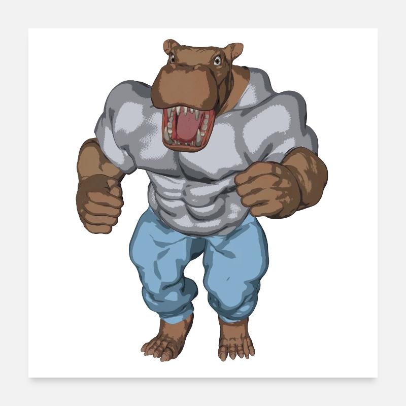 Ein anthropomophisches Nilpferd Poster 60x60 cm