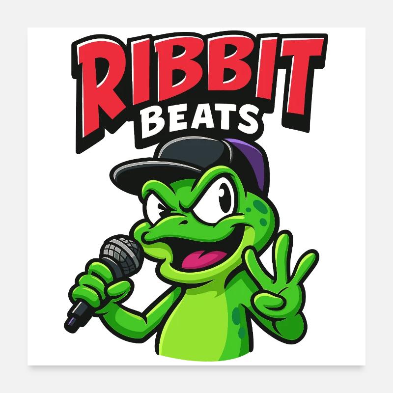 Funny frog with rap microphone Poster 24" x 24" (60x60 cm)