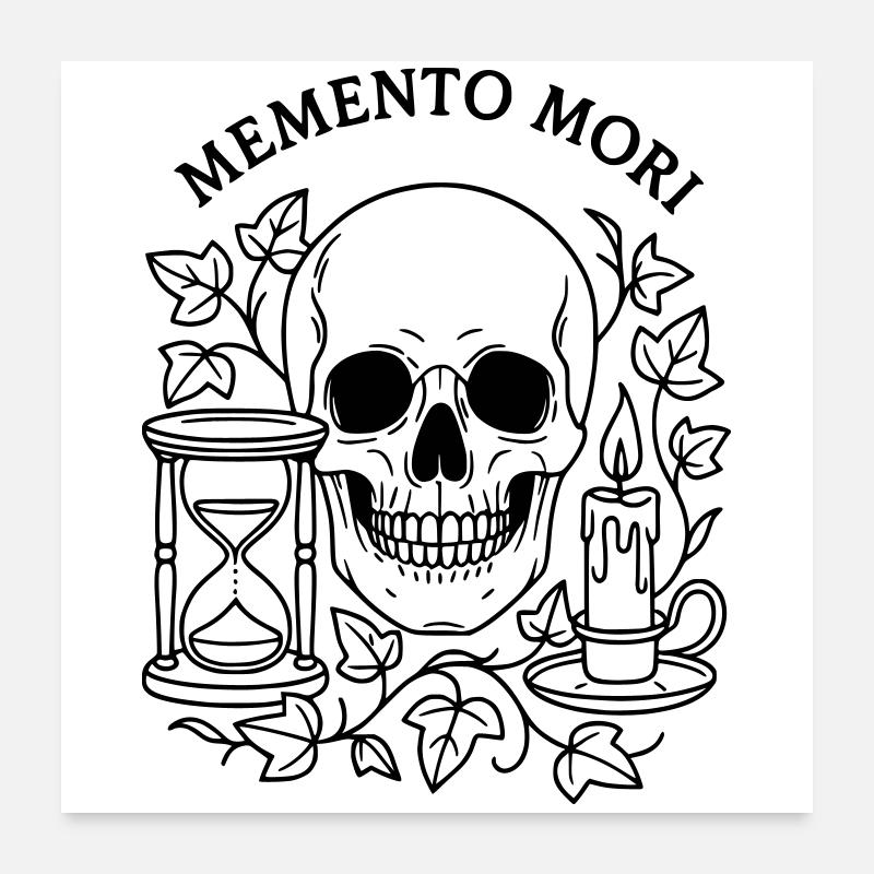 Memento Mori Skull Hourglass Transience Poster 24" x 24" (60x60 cm)