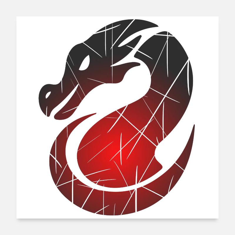 Roter Drachen mit Split-Textur Poster 60x60 cm