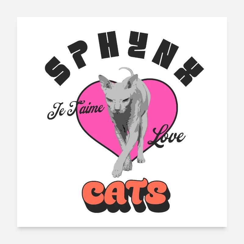 Ich liebe Sphynx Cats Lover - Poster 60x60 cm - Weiß
