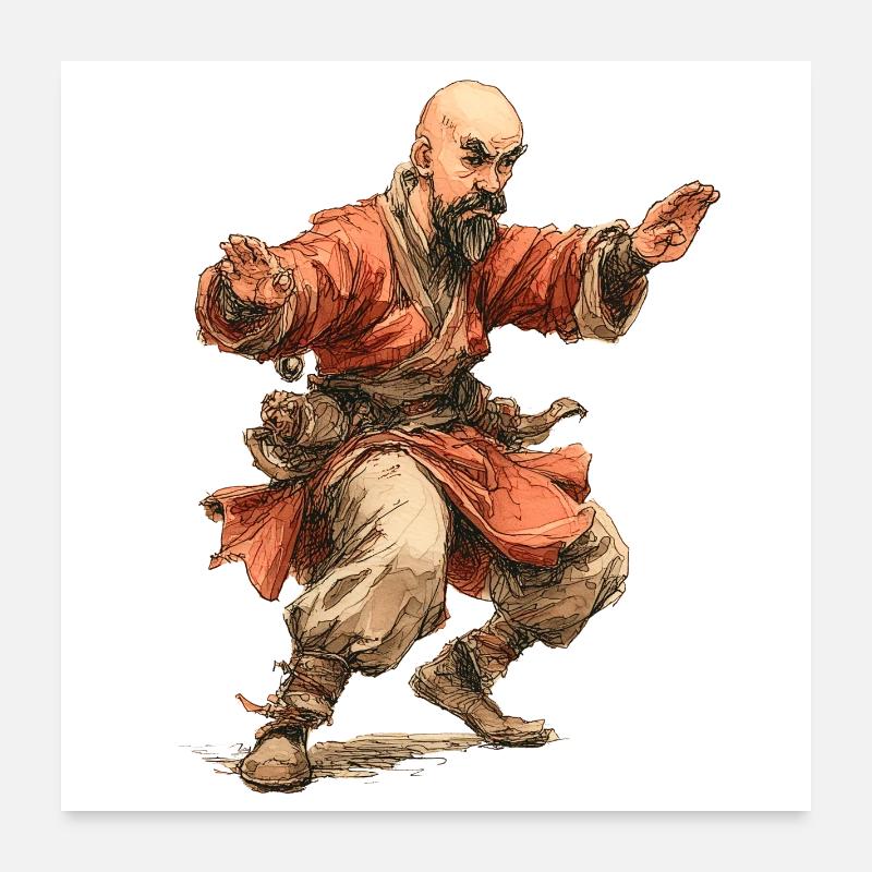 Kungfu Monk Poster 24" x 24" (60x60 cm)