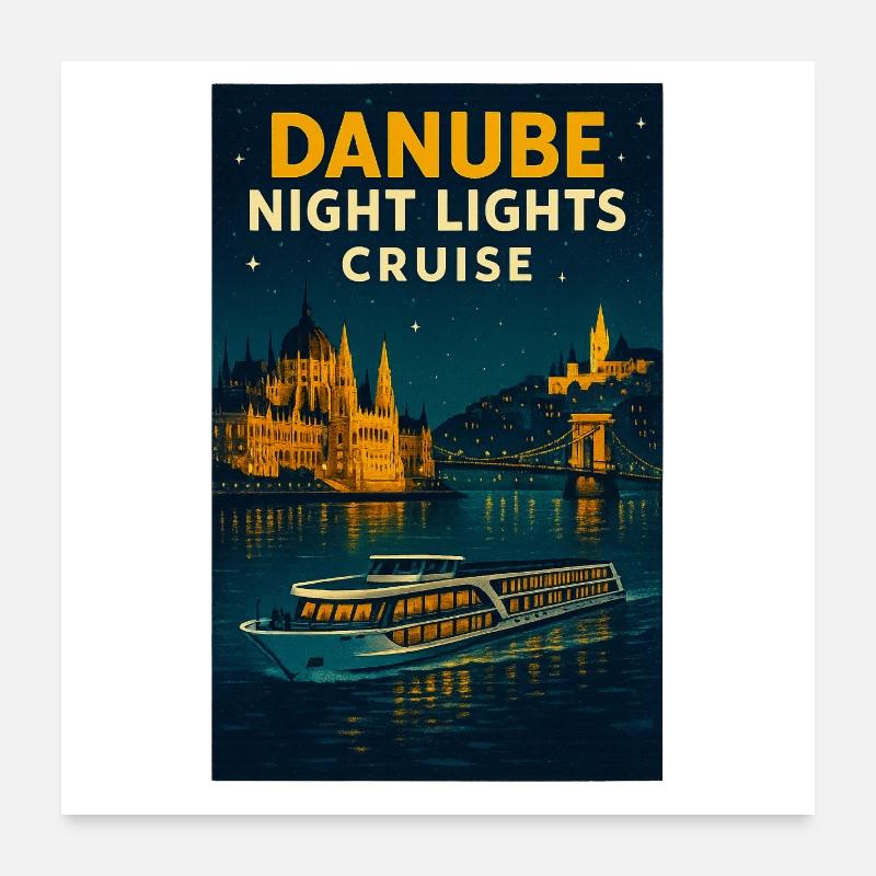 Danube Night Lights Cruise Poster 24" x 24" (60x60 cm)