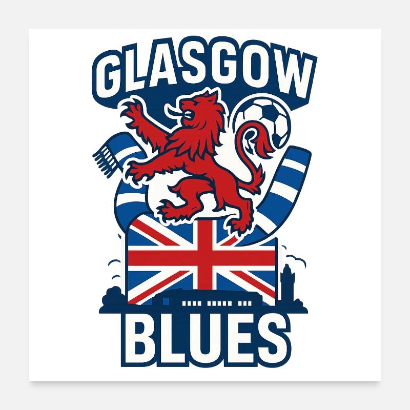 Glasgow Blues Crest Poster 24" x 24" (60x60 cm)