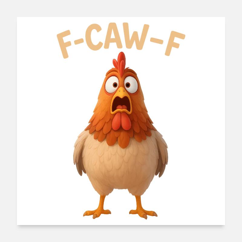 F-CAW-F Chicken - Funny Word Game - Chicken Meme Poster 24" x 24" (60x60 cm)