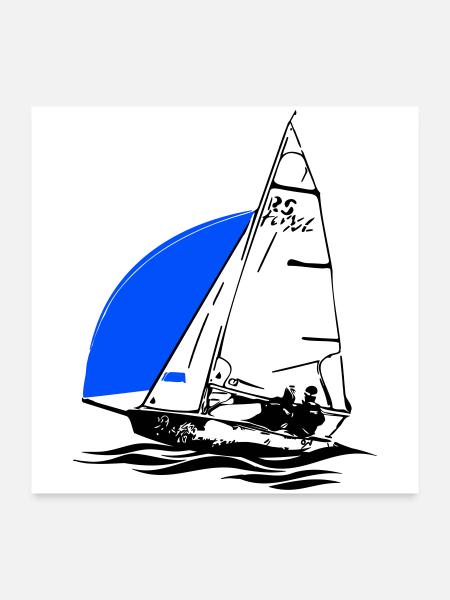 RS Feva XL Sailboat Youth Sailing Dinghy Regatta - Poster 24" x 24" (60x60 cm) - white - Front