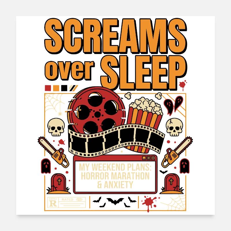 Screams About Sleep – Horror Marathon Poster 24" x 24" (60x60 cm)