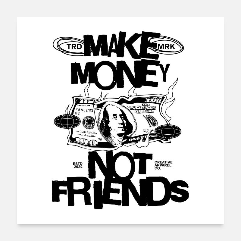 Dollar en Flammes Pop Art Poster 60 x 60 cm