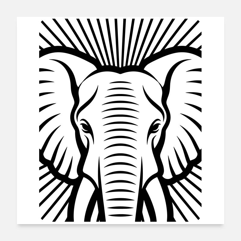 Tête d’éléphant Poster 60 x 60 cm