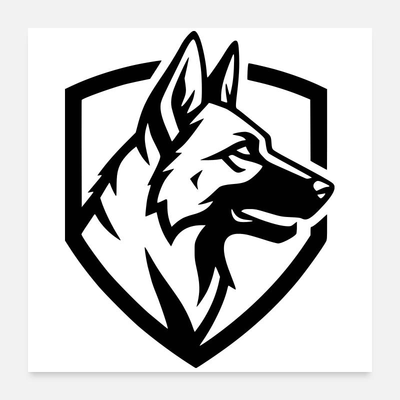 Schäferhund Wappen Schild Security Poster 60x60 cm
