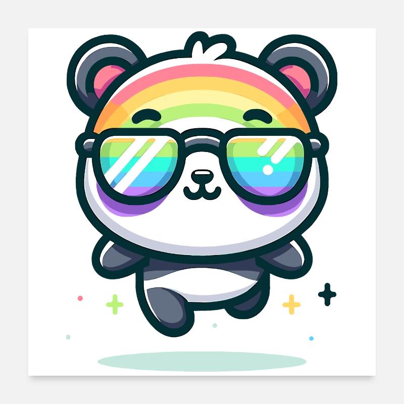 Rainbow Panda Sunglasses Summer Bear Poster 24" x 24" (60x60 cm)