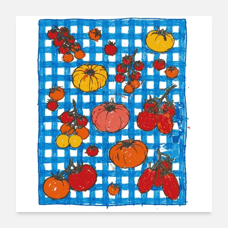 Chemise tomate mignonne, tablier rétro tomate mignon Poster 60 x 60 cm