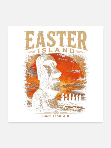Easter_island - Poster 60x60 cm - Weiß