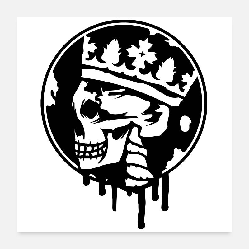 Totenschädel mit Krone Graffiti Poster 60x60 cm