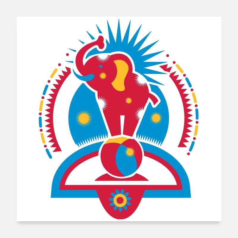 Un éléphant de cirque sur un ballon dans le ring Poster 60 x 60 cm