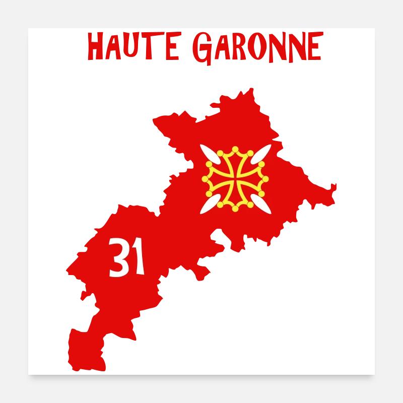 Haute Garonne - Poster 60 x 60 cm - blanc