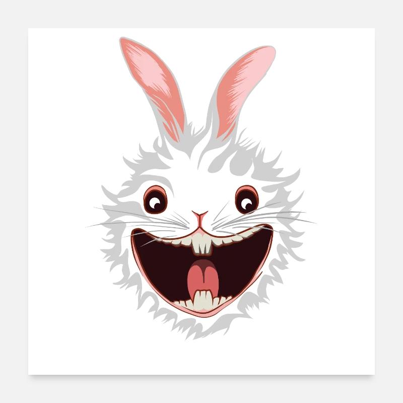 Tête de Lapin Blanc Poster 60 x 60 cm